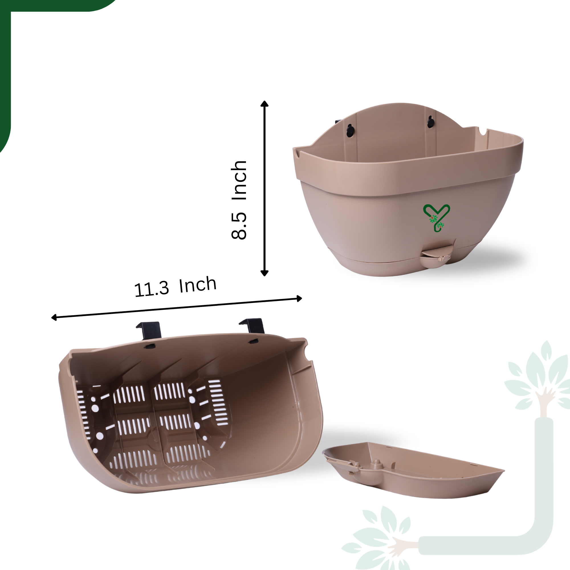Vertical Garden Wall Mounted Self Watering Pot with Hook | Pack of 2 | Rock Brown _1