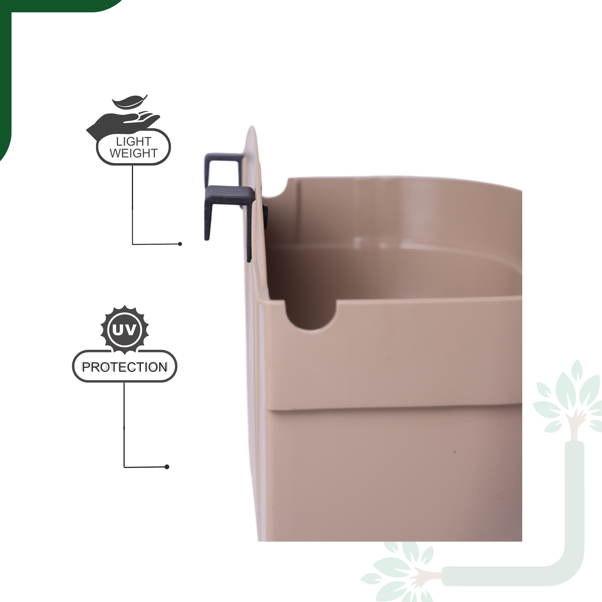Vertical Garden Wall Mounted Self Watering Pot with Hook | Pack of 2 | Rock Brown _2