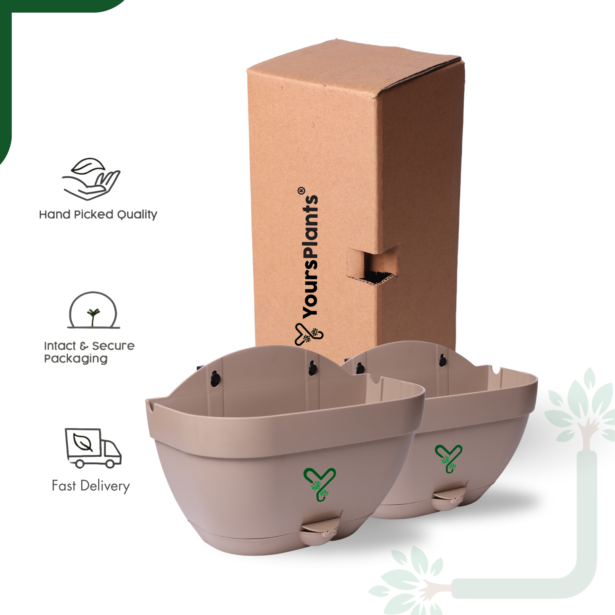 Vertical Garden Wall Mounted Self Watering Pot with Hook | Pack of 2 | Rock Brown _4