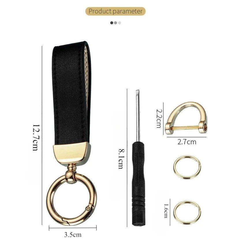 Porte-clé en véritable cuir pour hommes et femmes_2