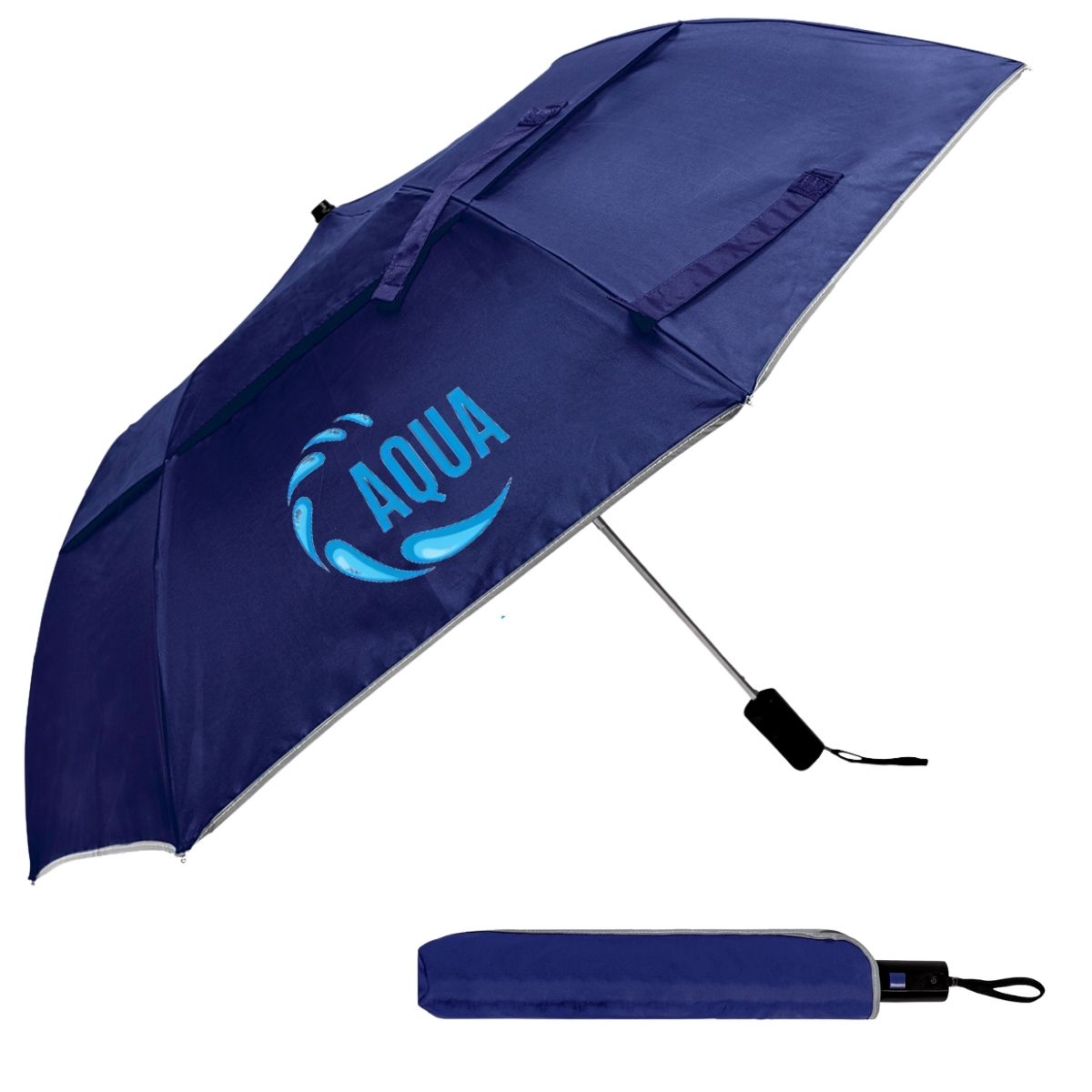 Reflective Piping Windproof Umbrella-Bk_2