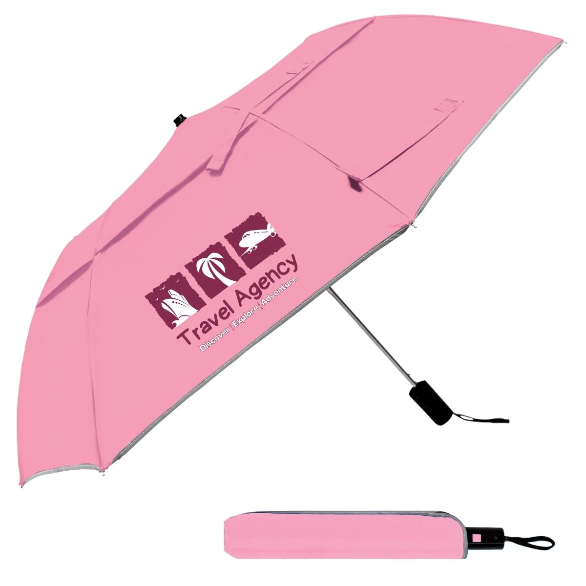 Reflective Piping Windproof Umbrella-Bk_4