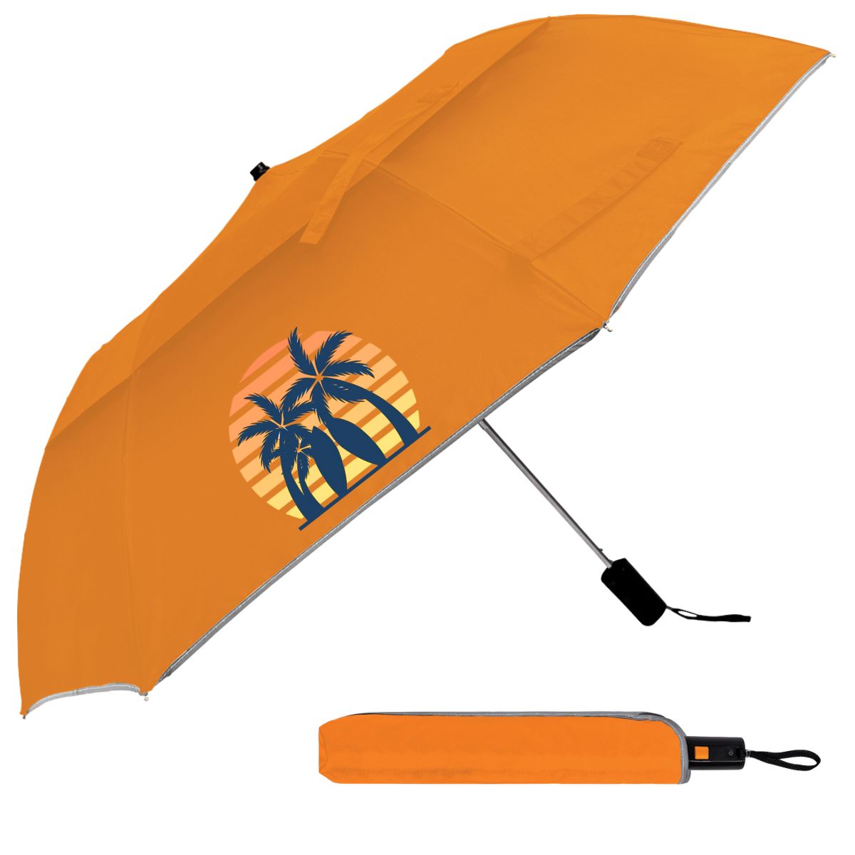 Reflective Piping Windproof Umbrella-Bk_5