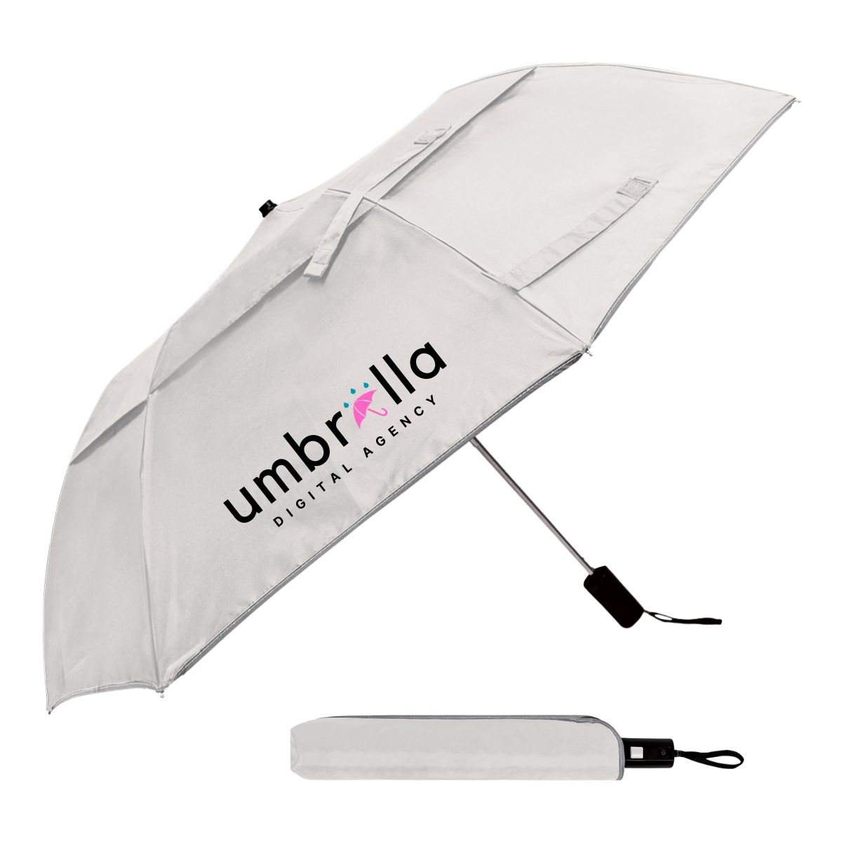 Reflective Piping Windproof Umbrella-Bk_1