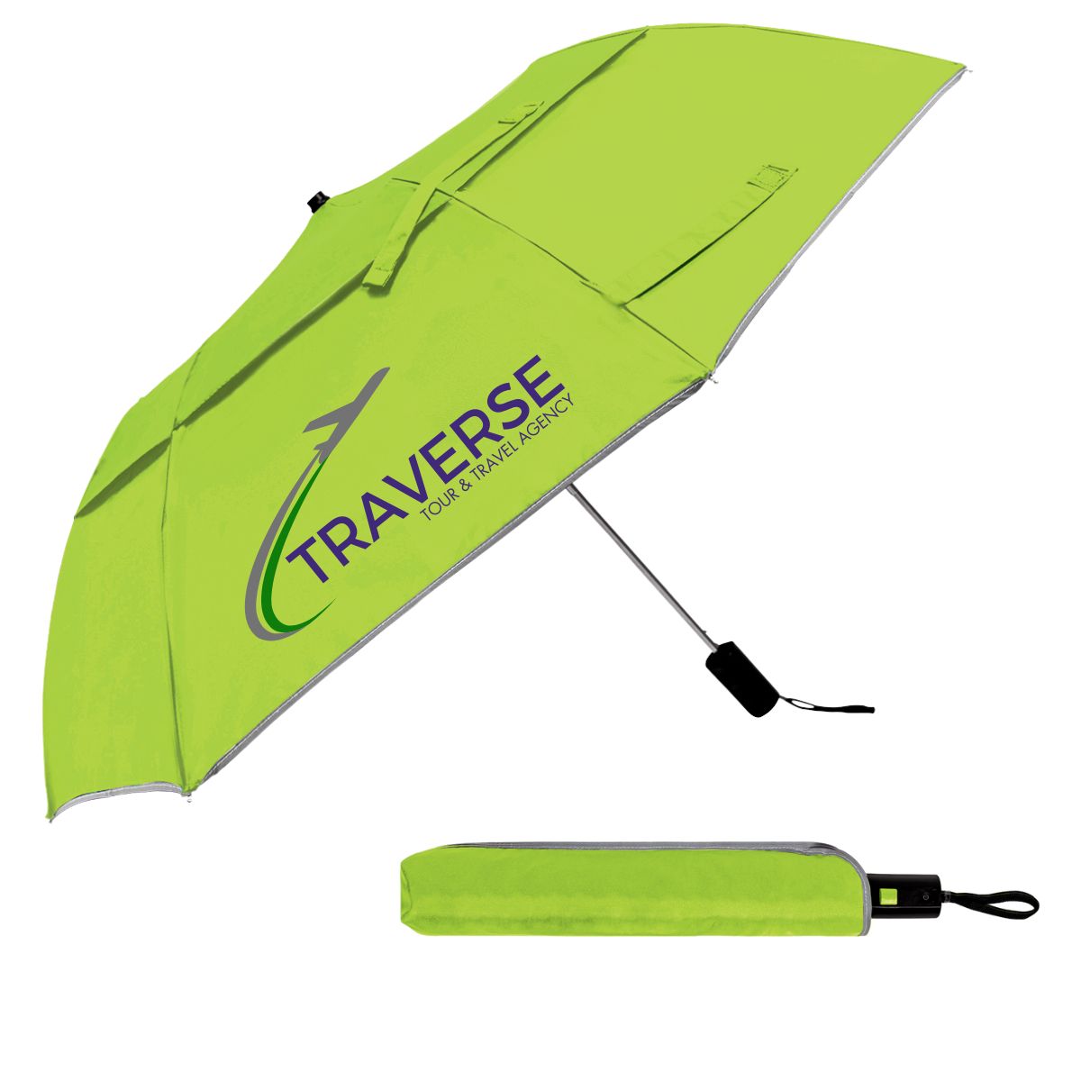 Reflective Piping Windproof Umbrella-Bk_7