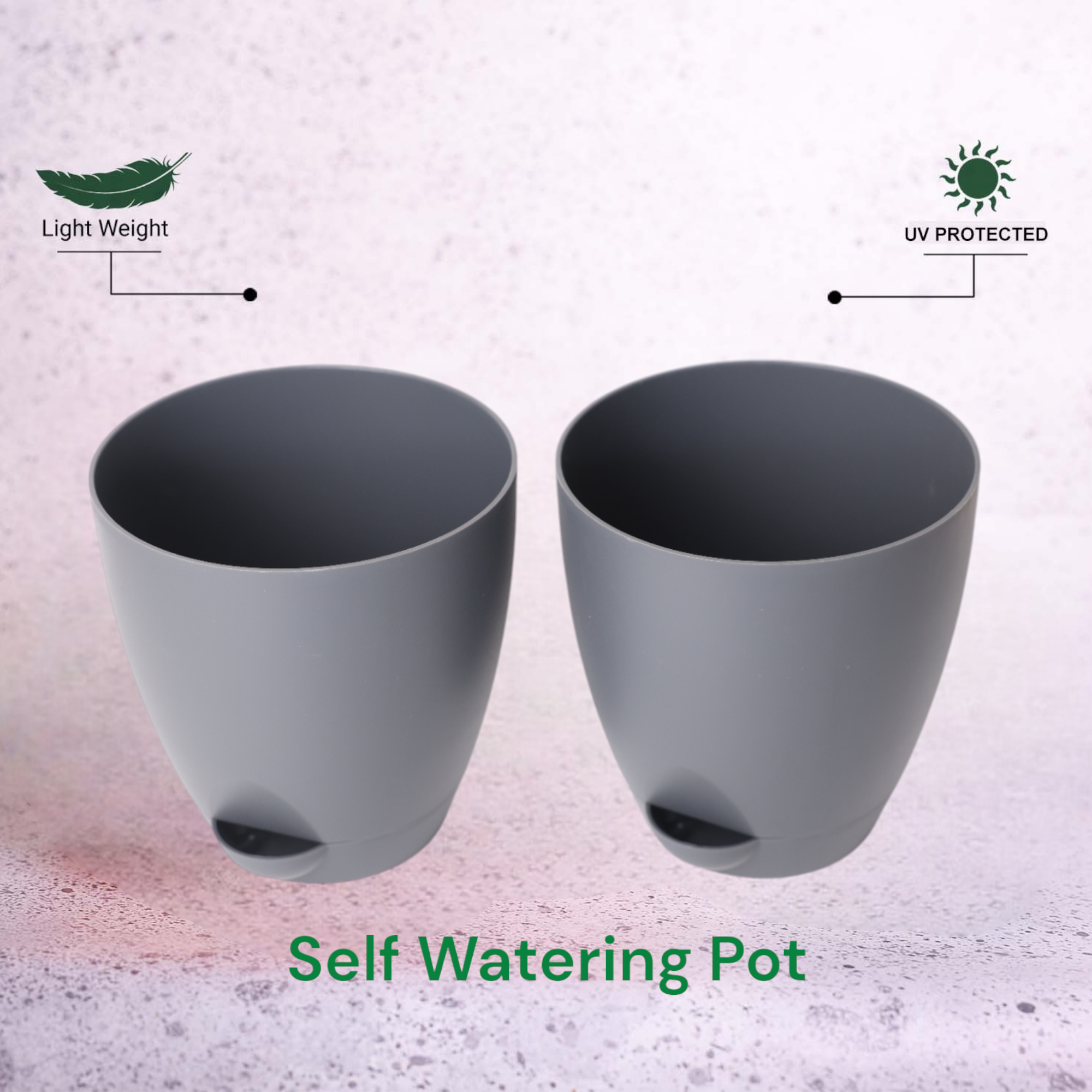 Aqua Self Watering | 5 & 7inch Pot | Pack of 2 | Grey_1