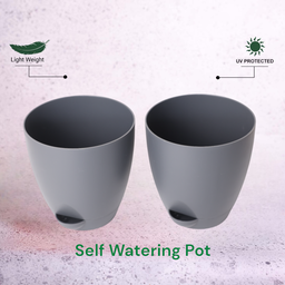 Aqua Self Watering | 5 & 7inch Pot | Pack of 2 | Grey