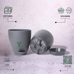 Aqua Self Watering | 5 & 7inch Pot | Pack of 2 | Grey