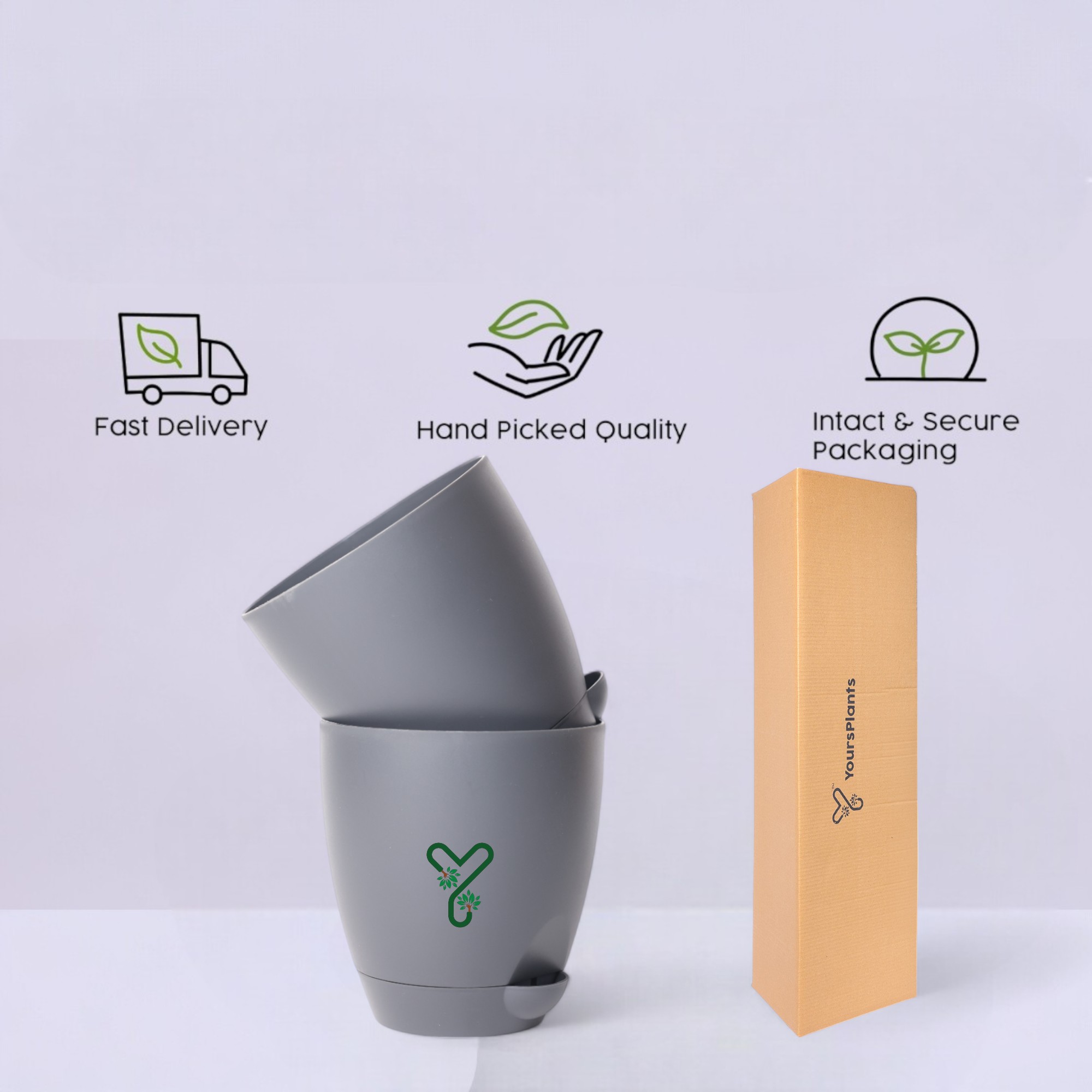 Aqua Self Watering | 5 & 7inch Pot | Pack of 2 | Grey_6