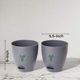 Aqua Self Watering | 5 & 7inch Pot | Pack of 2 | Grey