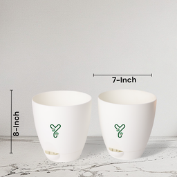 Aqua Self Watering | 5 & 7inch Pot | Pack of 2 | White