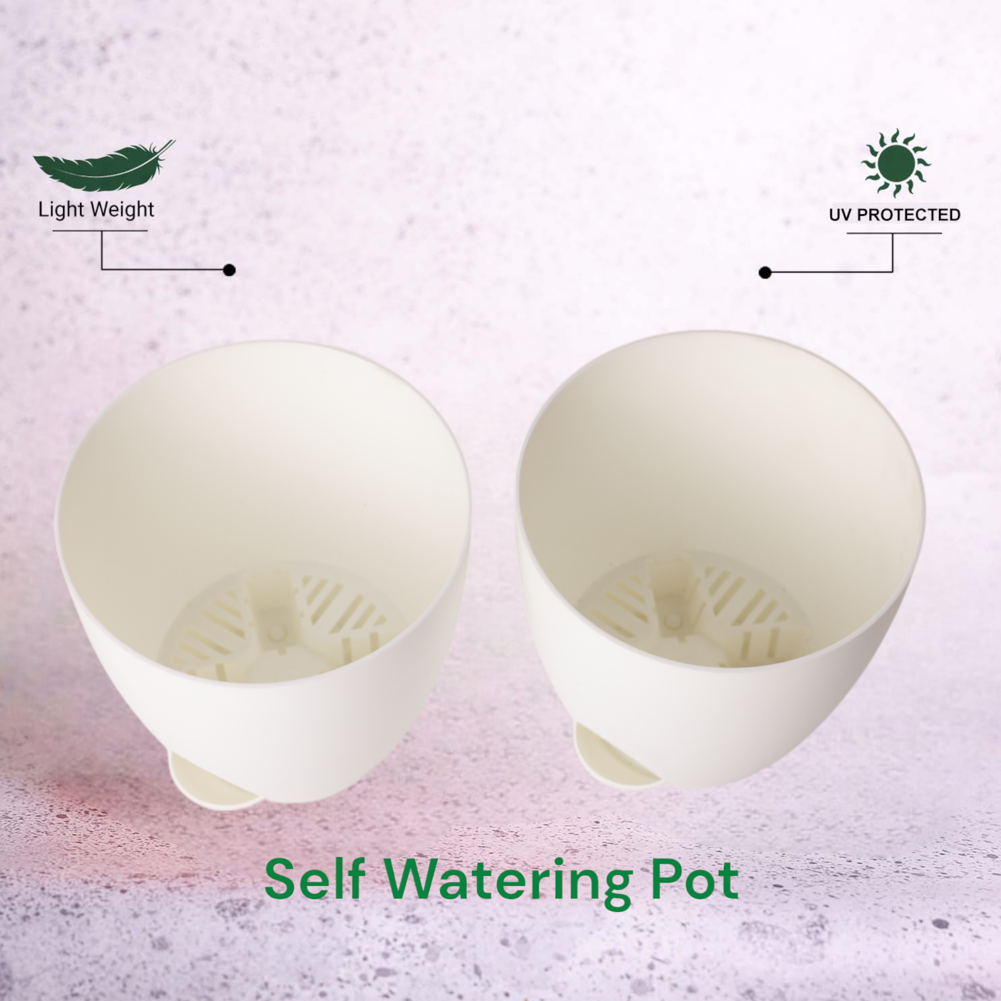 Aqua Self Watering | 5 & 7inch Pot | Pack of 2 | White_2