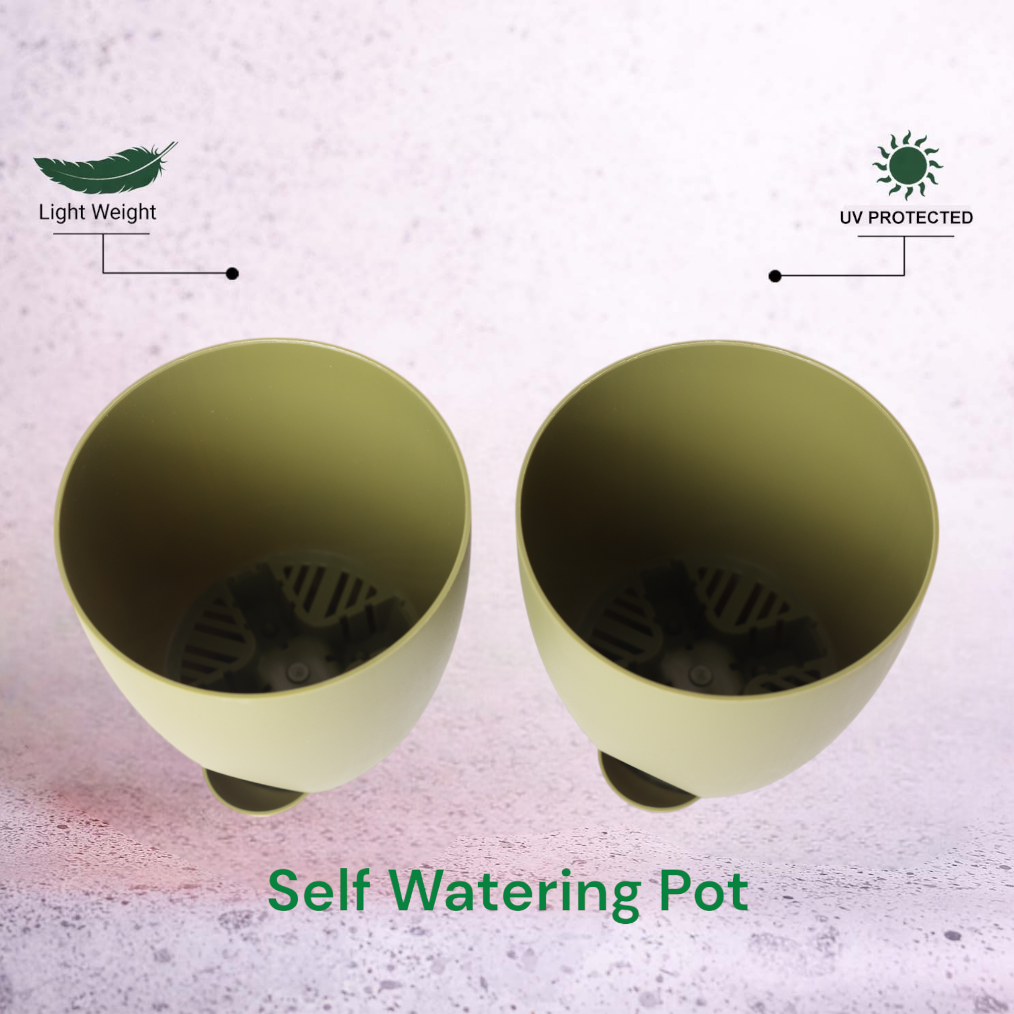 Aqua Self Watering | 5 & 7inch Pot | Pack of 2 | Olive_1