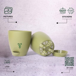 Aqua Self Watering | 5 & 7inch Pot | Pack of 2 | Olive