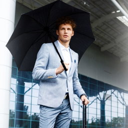 Tartan 2 Fold Umbrella - Navy