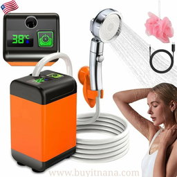 Rechargeable Electric Shower Pump, 12V Camping Shower with Smart Temperature Display and Adjustable Water Pressure, multi purpose Shower Pump