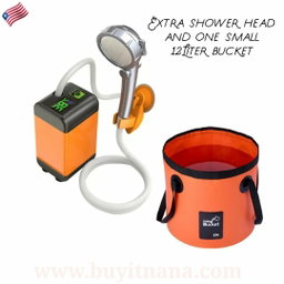 Rechargeable Electric Shower Pump, 12V Camping Shower with Smart Temperature Display and Adjustable Water Pressure, multi purpose Shower Pump