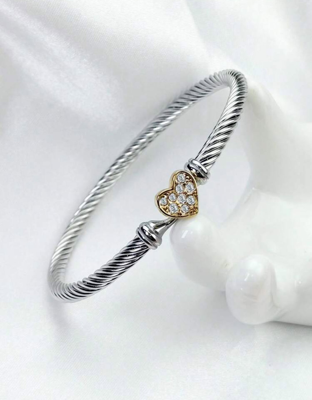 Cable twist Heart Bracelet 