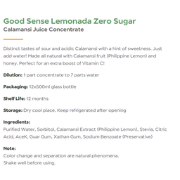 Good Sense Lemonada Zero Sugar Calamansi Juice Concentrate 500ml
