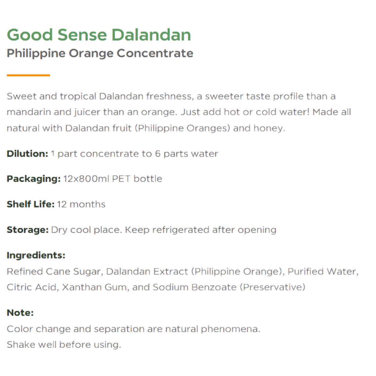 Good Sense Dalandan Philippine Orange Juice Concentrate 800ml_1