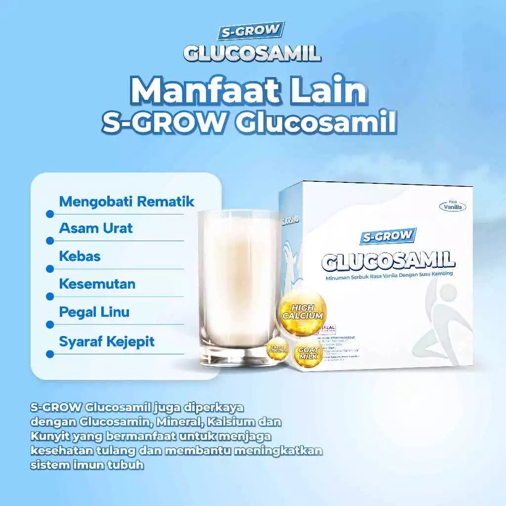 S-GROW GLUCOSAMIL - Susu Bubuk Dewasa Vanila [Untuk Tulang & Sendi]_4