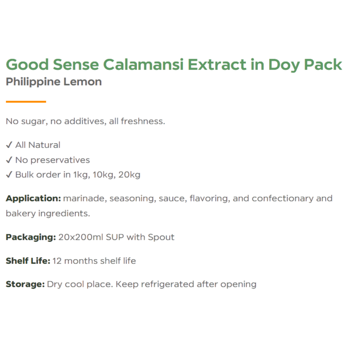 Good Sense Calamansi Extract in Doy Pack Philippine Lemon 200ml._1