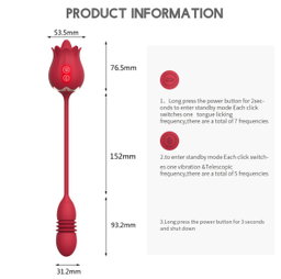 Rose Toy Toungue,5.5x3x34.8cm,Silicone Material,Female Masturbation