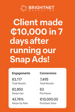 Snapchat Ads Management  Description: Run Snapchat Ads that bring leads and sales. Our clients make up to ₵10,000+ within a week! Price: ₵250 + Ad Budget Delivery: 1 – 3 days WhatsApp Support: ✅ Yes