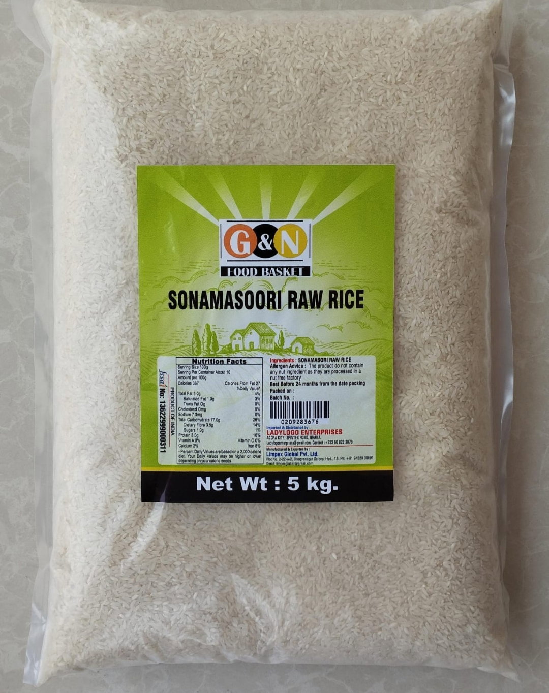 SONAMASORI RAW RICE 5 KG_0