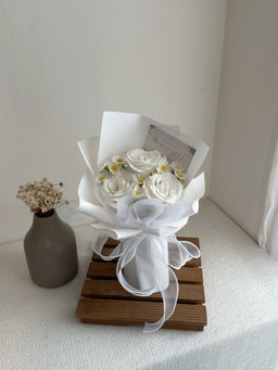 (3R0008) 3 Stalk Soap Rose Daisy Bouquet   
