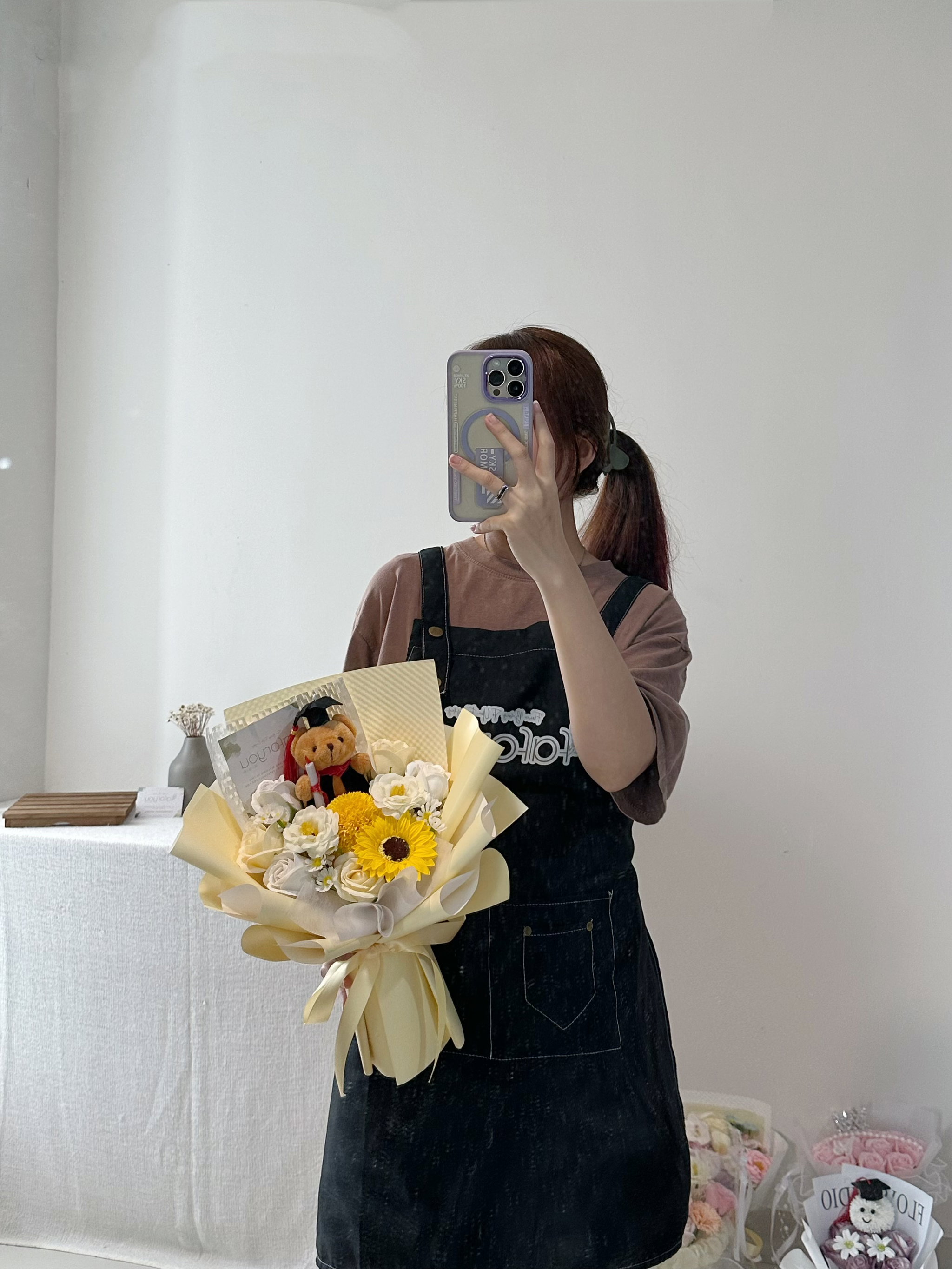 (GB026) Graduation Bear Mixed Soap Flower Bouquet _1