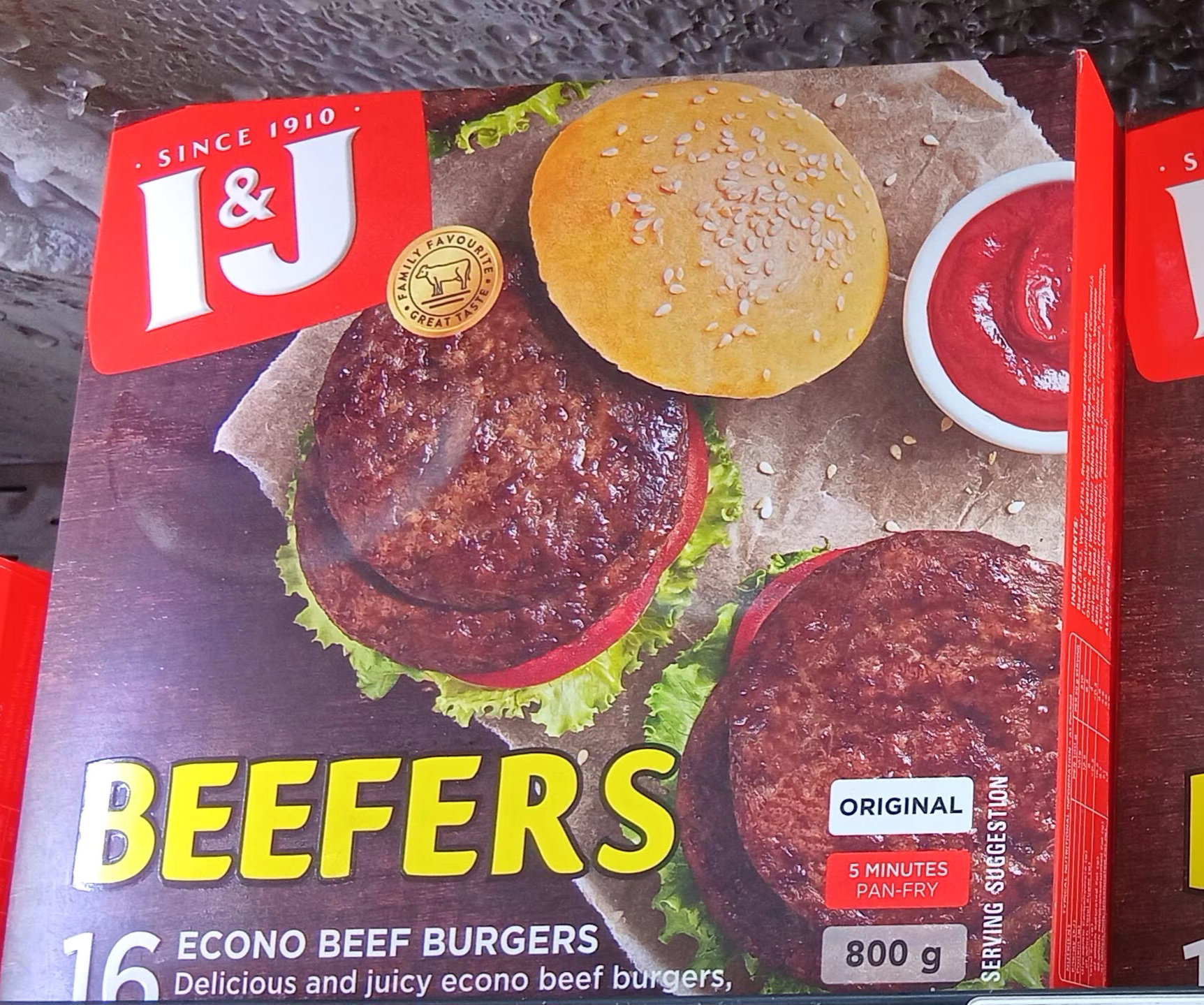 I&J Beefers 16’S Beef Patties 800gr_0