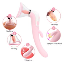 Tongue Dildo Vibrator For Women Heating Nipple Sucker
