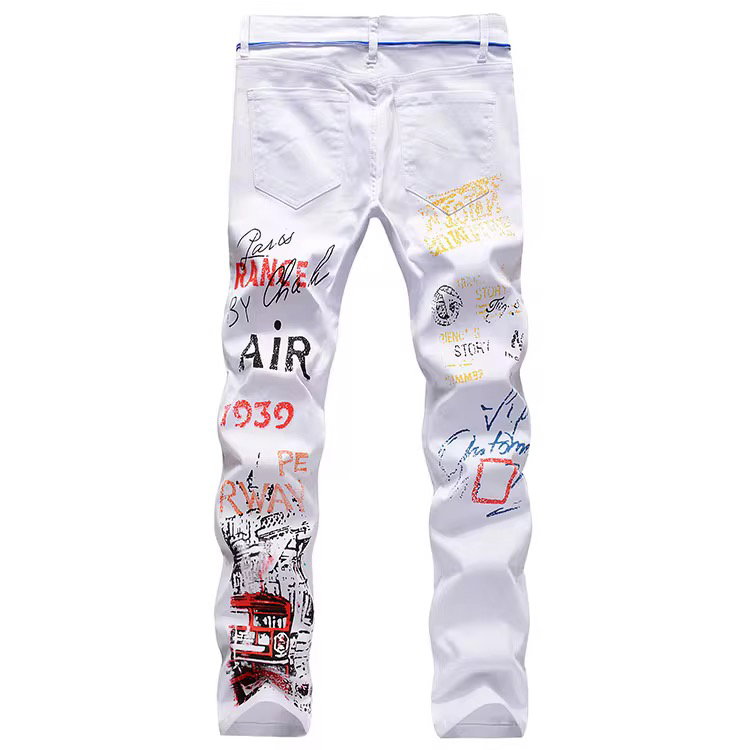 High Street Fashion Mens Jeans Night Club Black White Color Personal Designer Printed Jeans Men Punk Pants Skinny Hip Hop Jeans_3