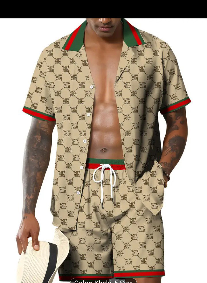 Quality print mens wear shorts and shirt _1