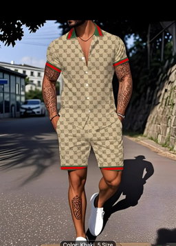 Quality print mens wear shorts and shirt 