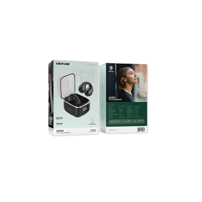 Green Lion Aurix Clip On Earbuds - Black