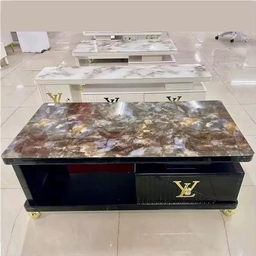 Ensemble RoyalLux – Meuble TV + Table Basse au Fini Marbré & Détails Dorés