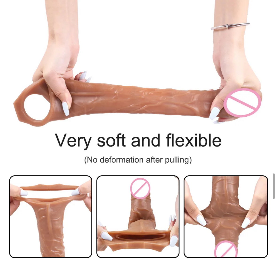 Vibrating 25cm Realistic Dildo Penis Sleeve_3