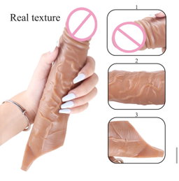 Vibrating 25cm Realistic Dildo Penis Sleeve