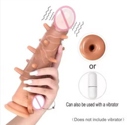 Vibrating 25cm Dotted  Realistic Dildo Penis Sleeve