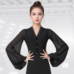DBL- V-neck small lace edge (Top)