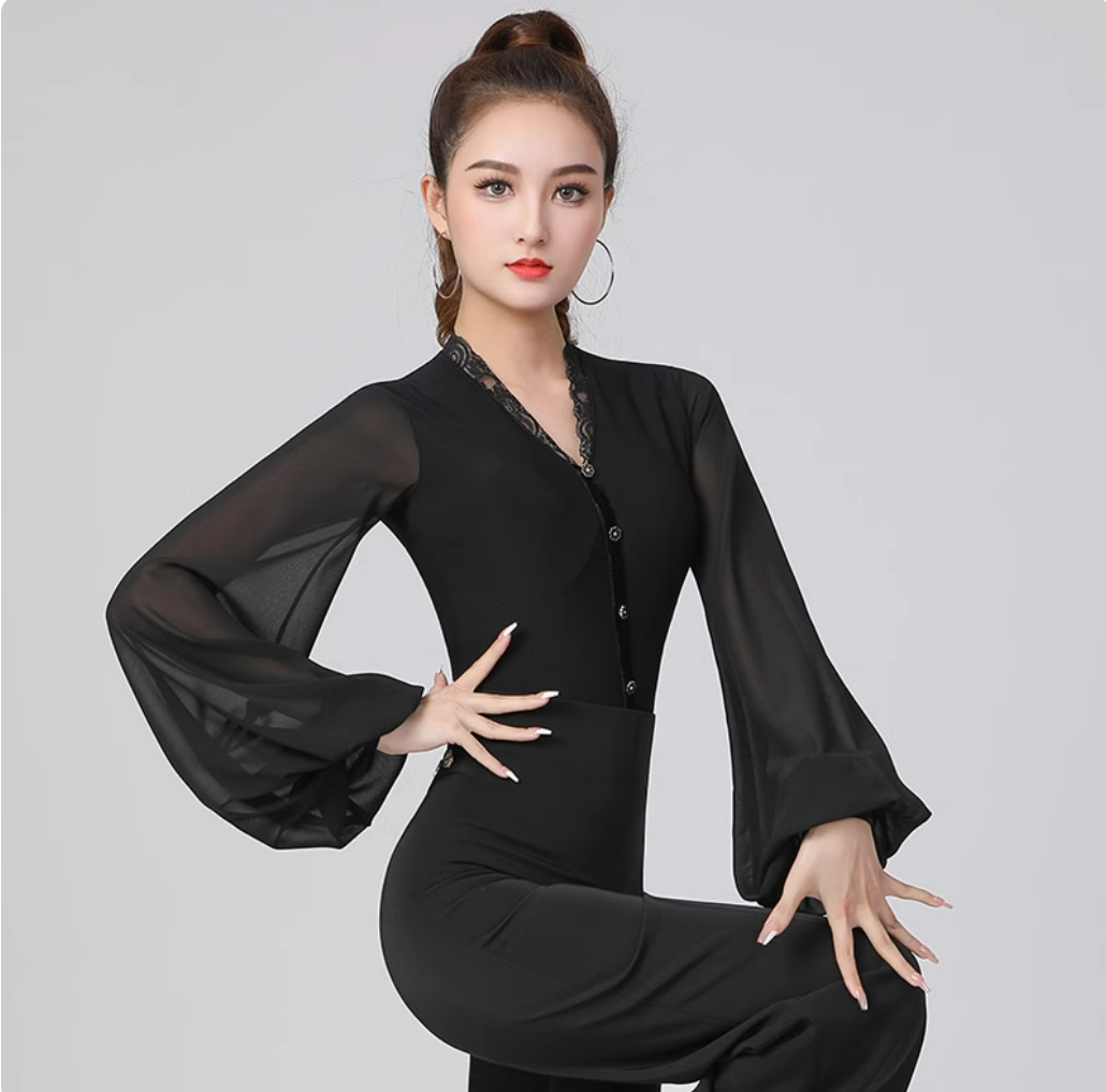 DBL- V-neck small lace edge (Top)_2
