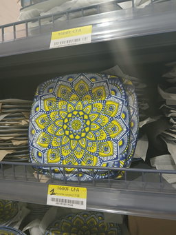 Assiette Carrée Mandala – Bleu & Jaune Vibrant