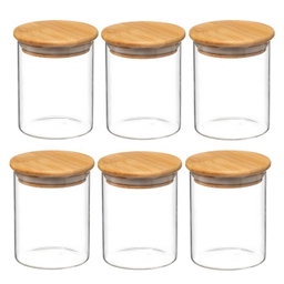 Lot de 6 bocaux en verre avec hermétiques 450ml + 6 cuillères