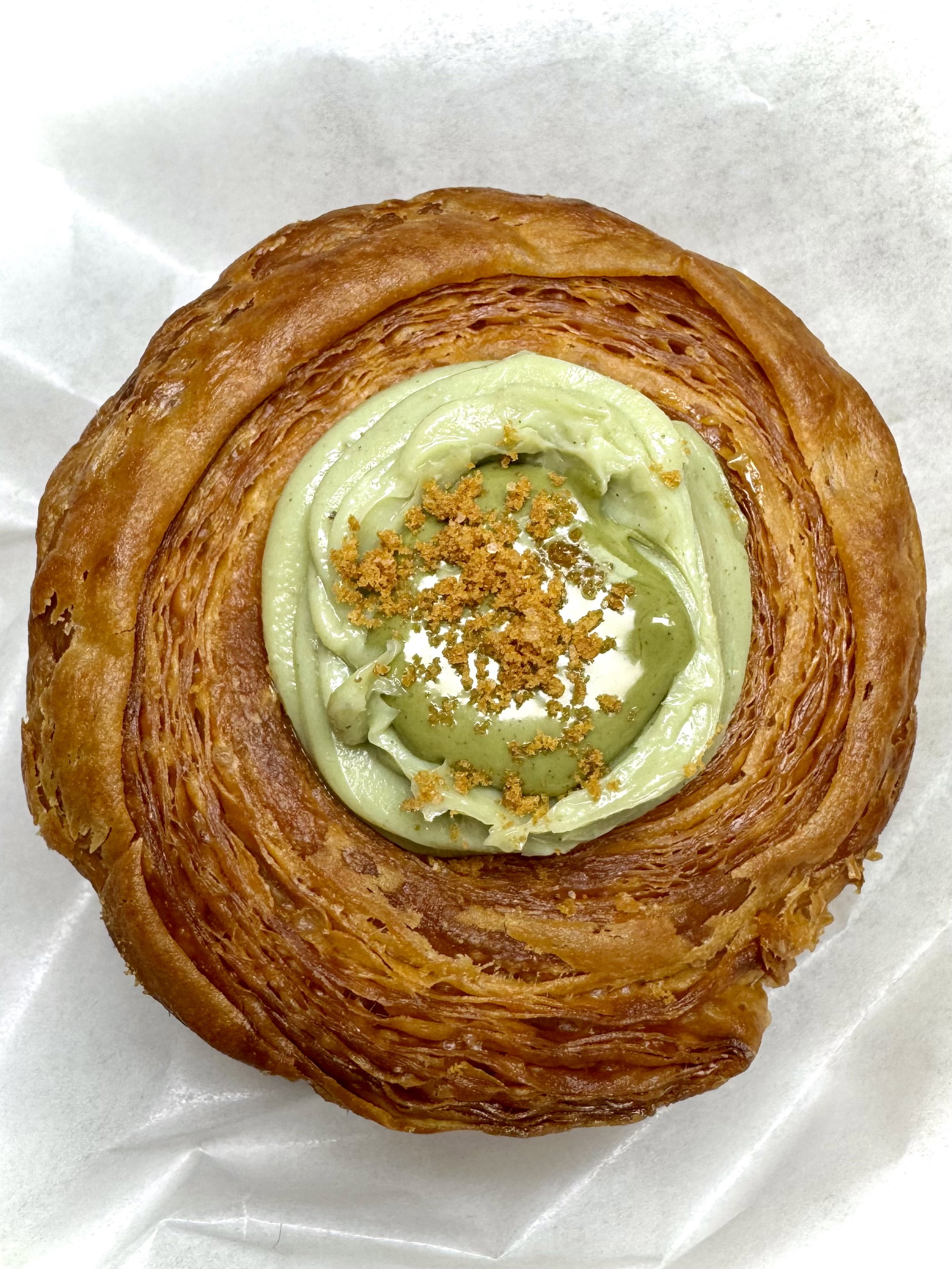 White Chocolate Callebaut Pistachio Cruffin_0