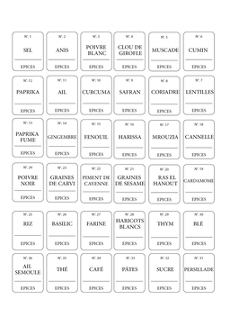Lot de 34 Étiquettes pour Pots à Épices 