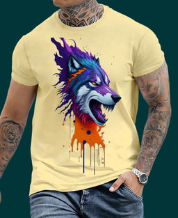 Color Splash Wolf – Fierce Expression Graphic Tee 