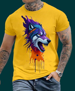 Color Splash Wolf – Fierce Expression Graphic Tee 