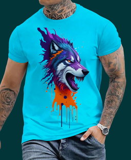 Color Splash Wolf – Fierce Expression Graphic Tee 